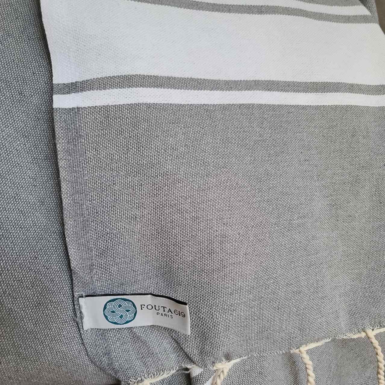 Fouta de plage 3 bandes gris