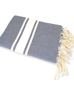 Fouta 3 Bandes Blanches Bleu clair