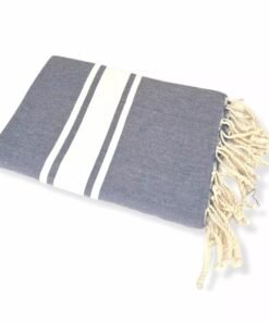 Fouta 3 Bandes Blanches Bleu clair