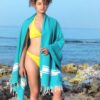 fouta de plage turquoise