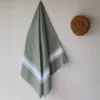 Serviette de bain 3 bandes vert olive
