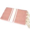 Fouta 3 Bandes Blanches Rose poudré