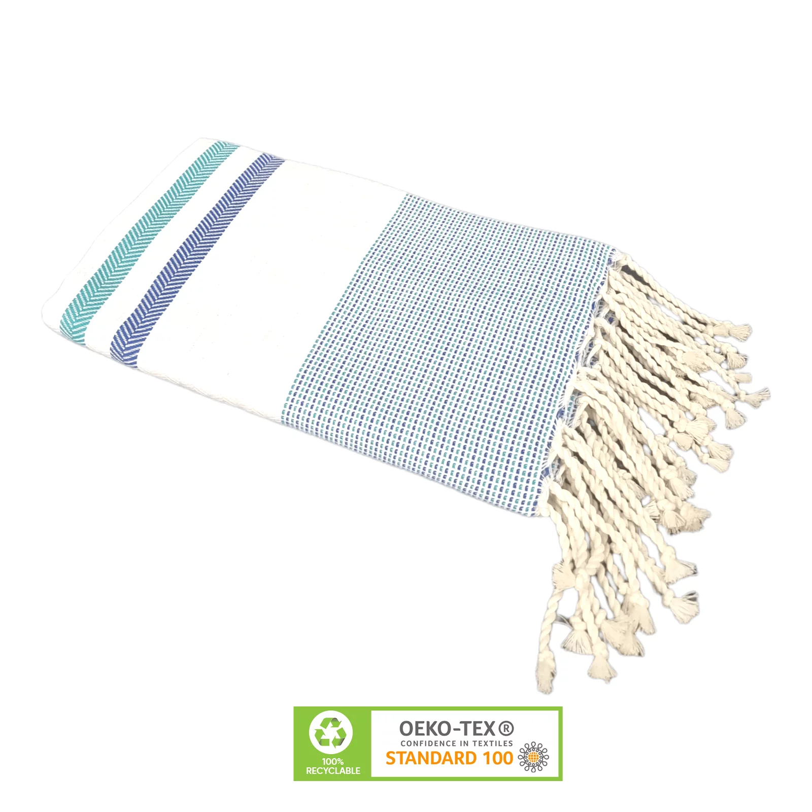 Fouta de plage Jrida Bleu Turquoise -100% coton