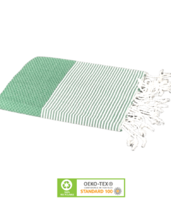 Fouta nid d'abeille Vert  Serviette de plage 100% coton