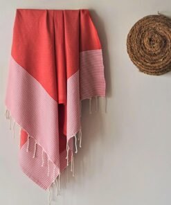 fouta rouge nid d'abeille