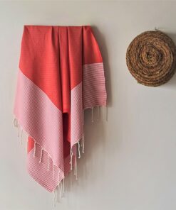 Fouta nid d'abeille rouge