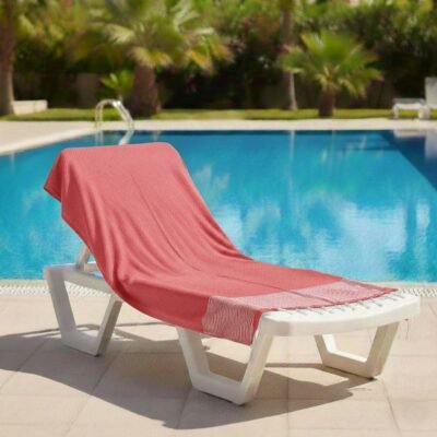 Fouta nid d'abeille rouge