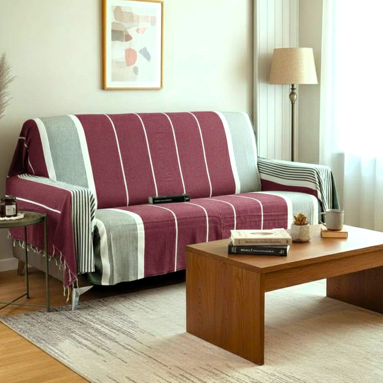 jeté de canapé rouge