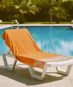 Fouta de plage nid d'abeille Serviette de plage 100% coton - Orange