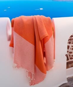 fouta nid d'abeille ORANGE