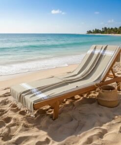 fouta 3 bandes beige sahara