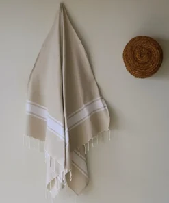 fouta 3 bandes beige sahara