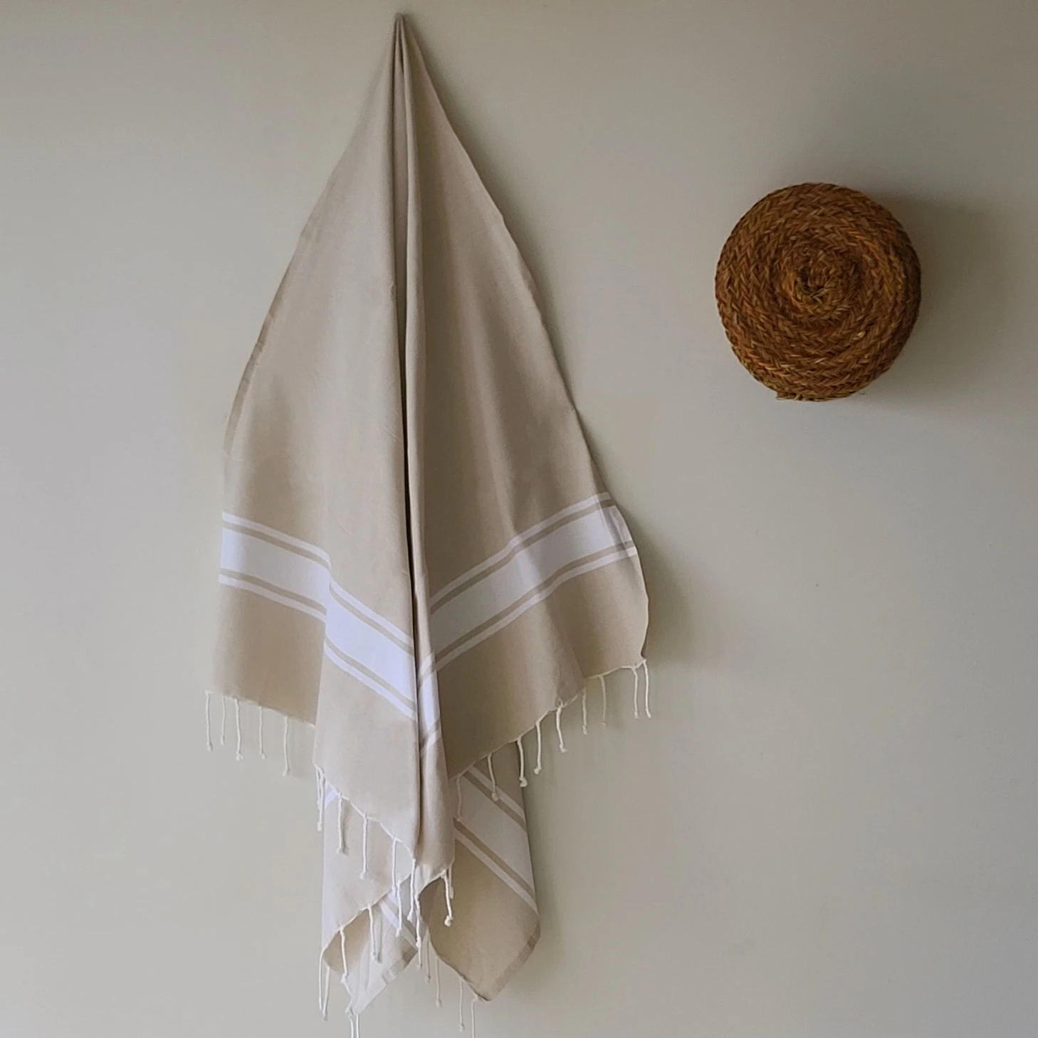 Fouta Serviette De Plage OCEAN VIBES 100x200cm - Coton 200g/m² - Léger, Absorbant, Sèche Vite - Vert Varech