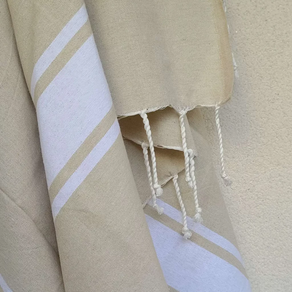 serviette de plage 3 bandes beige sahara