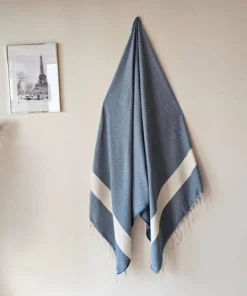 Fouta serviette de bain bleu clair