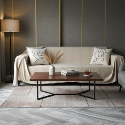 plaid de canapé uni beige crème