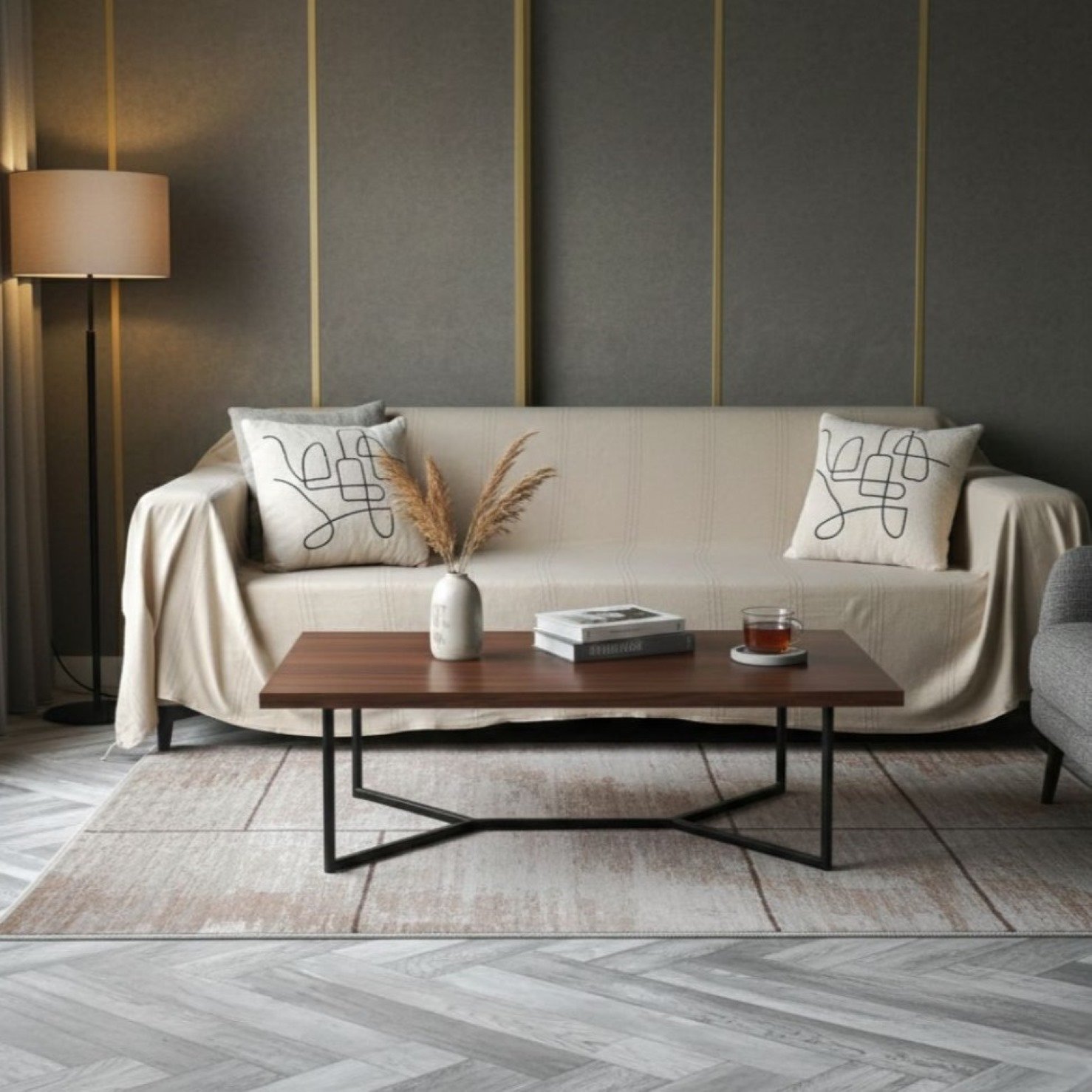 plaid de canapé uni beige crème