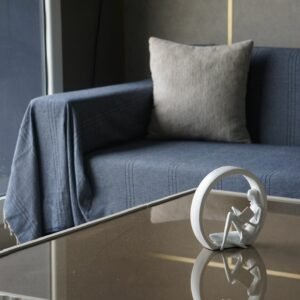 jeté de canapé uni bleu jean