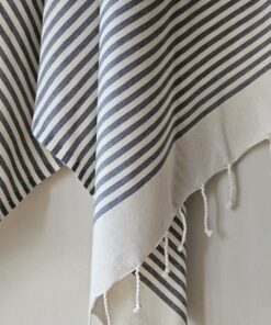 fouta marinière gris coton