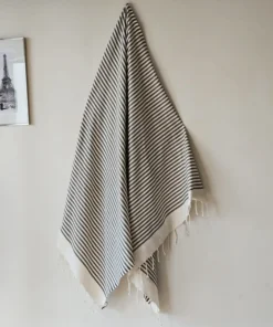 fouta marinière marron