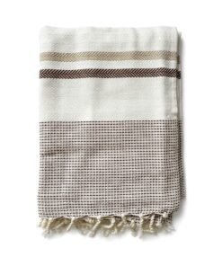 Alternative view of Fouta Jrida Marron- Serviette de plage 100% coton