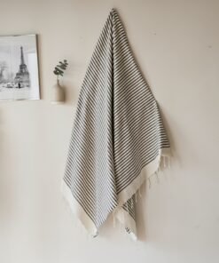 fouta marinière marron
