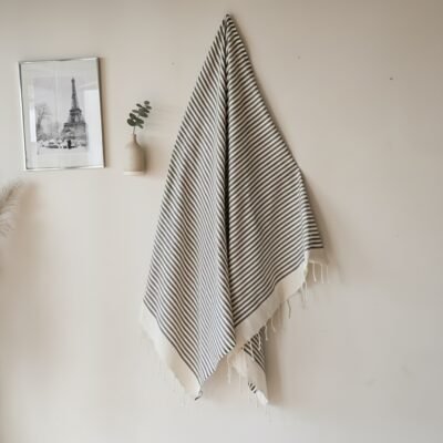 fouta marinière marron