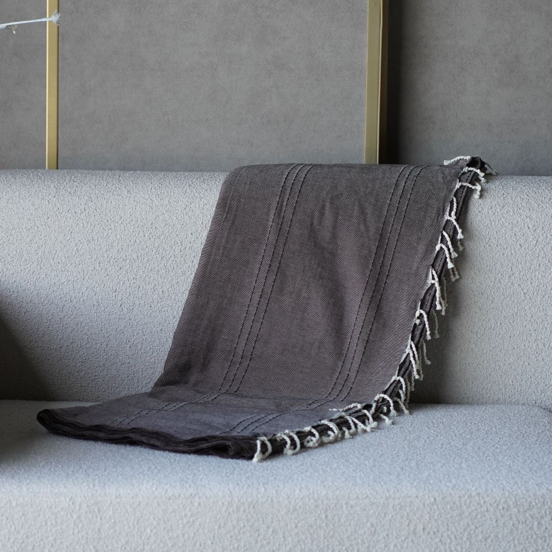Jeté de Canapé uni Marron anthracite