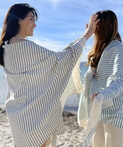 fouta marinière gris