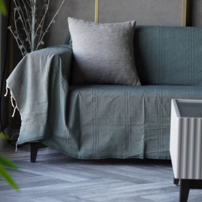 jeté de canapé uni vert