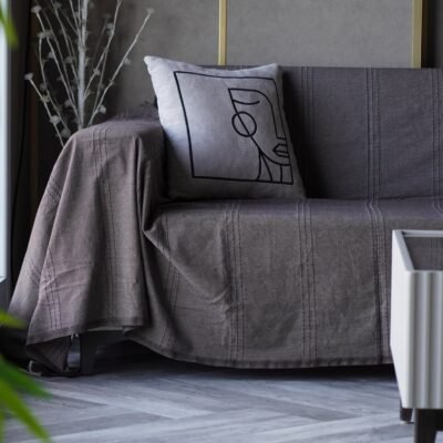 Jeté de Canapé uni Marron anthracite