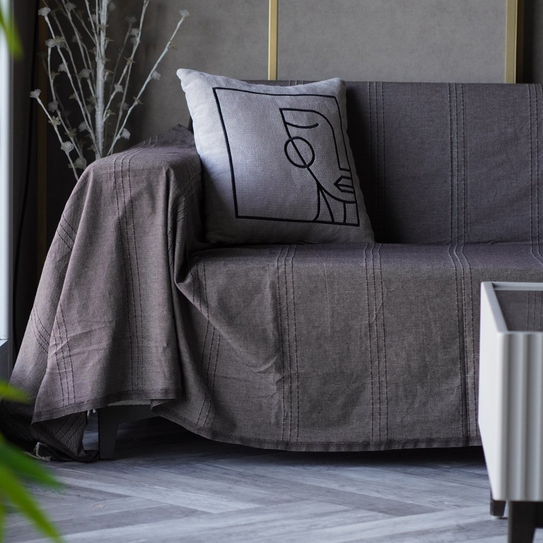 Jeté de Canapé uni Marron anthracite