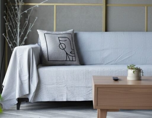 jeté de canapé uni gris