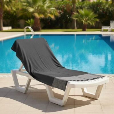 fouta nid d'abeille noir anthracite