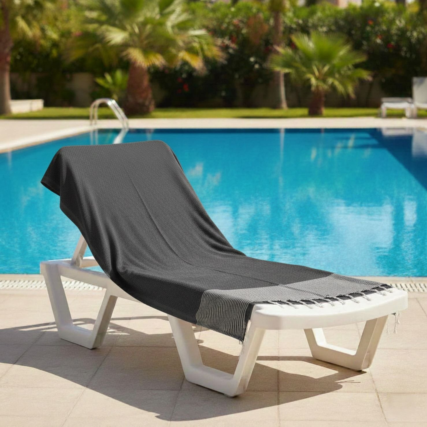 fouta nid d'abeille noir anthracite