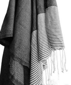 fouta nid d'abeille noir anthracite