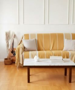 Jeté de canapé 3 places | Fouta XXL Arthur - Jaune moutarde