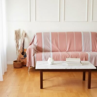jeté de canapé rose