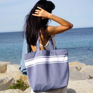 sac plage XL bleu jean