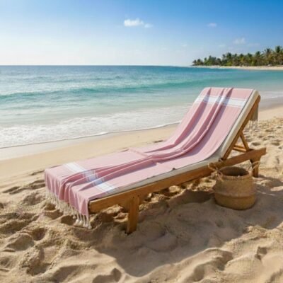 fouta de plage rose clair