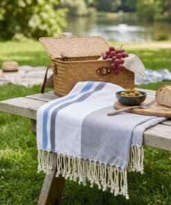 Fouta bleu jrida épaisse