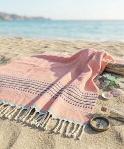 fouta rose poudré tunisienne