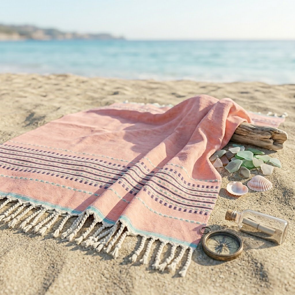 fouta rose poudré tunisienne