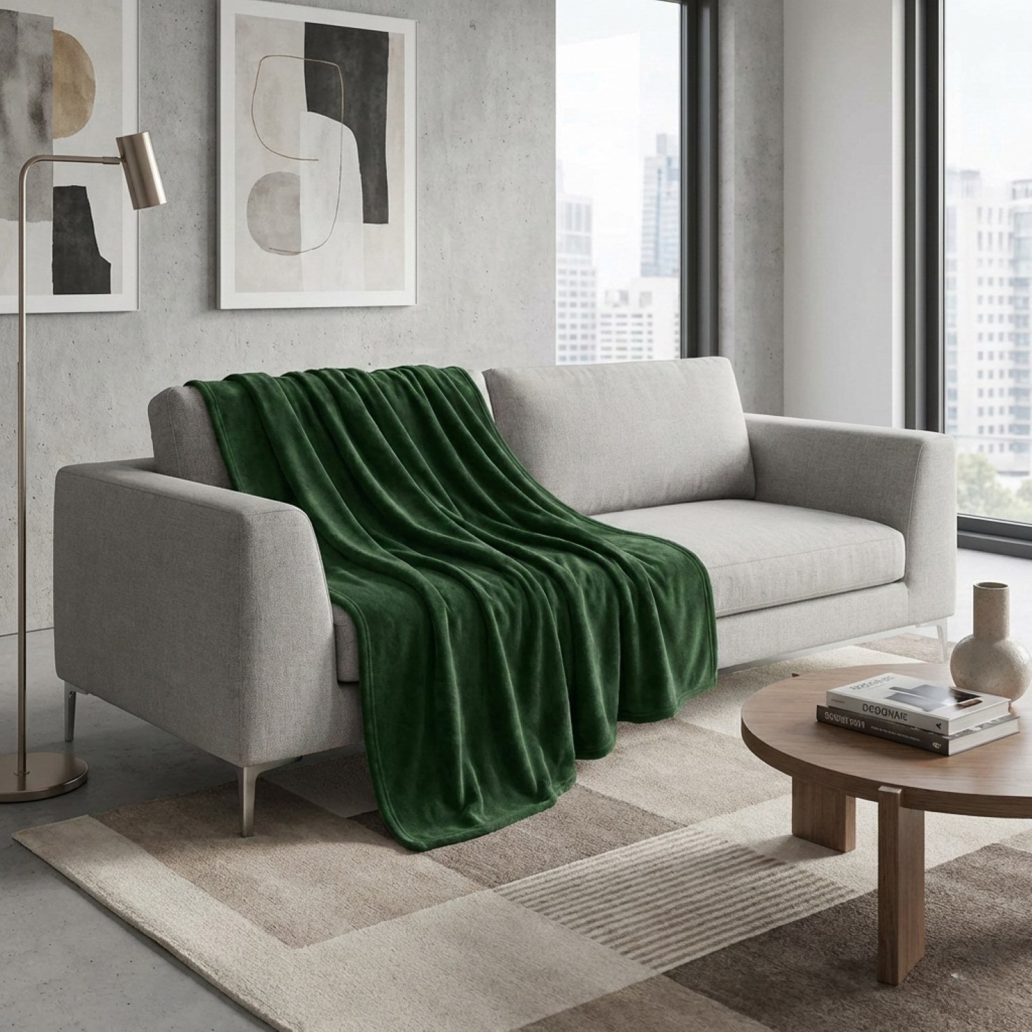 plaid micofibre vert