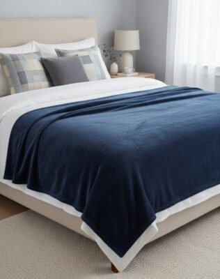 couverture en microfibre couvre lit bleu