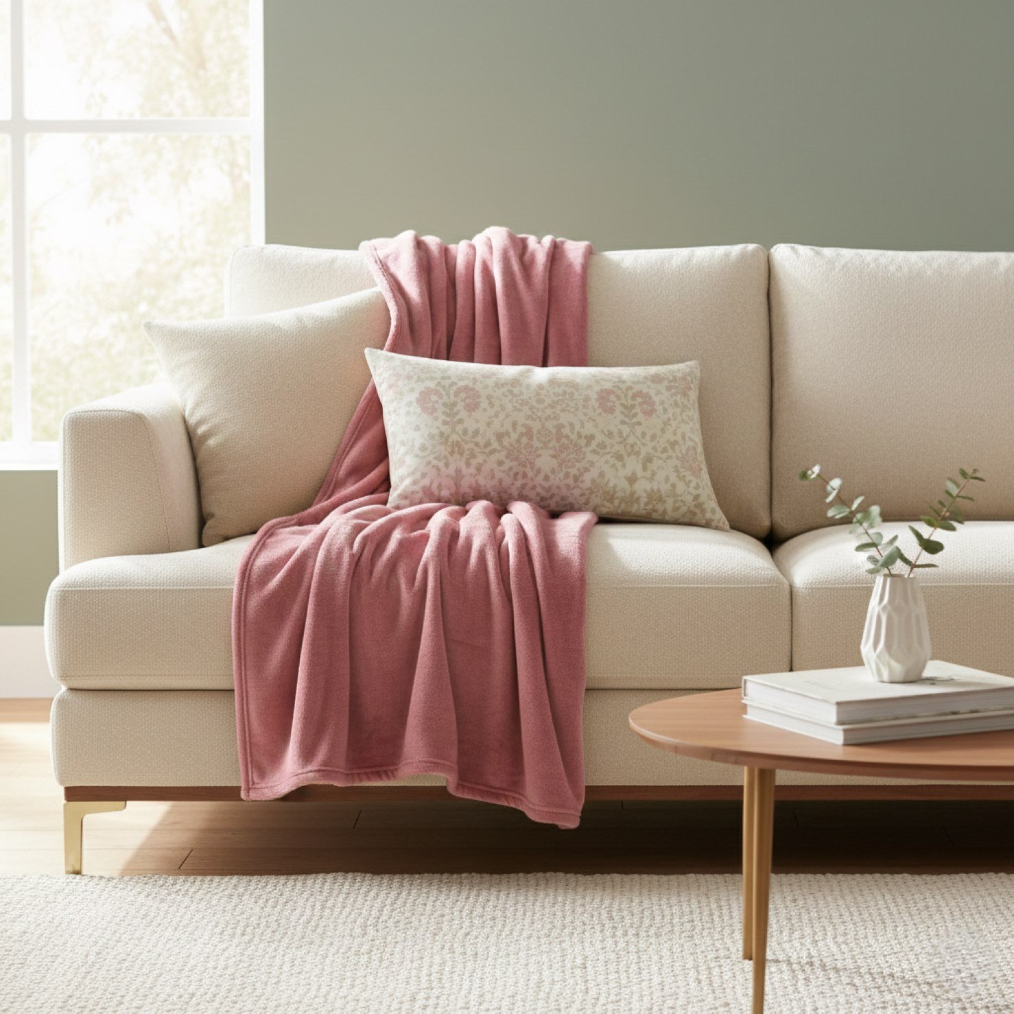 plaid microfibre rose