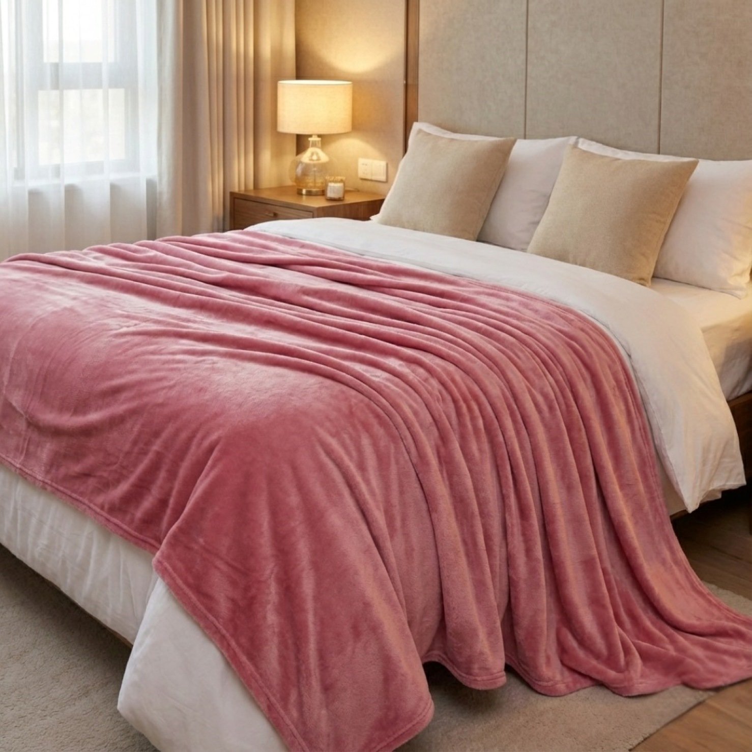 plaid microfibre rose