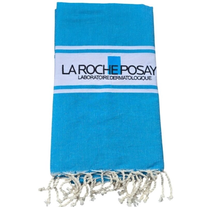 fouta bleu brodée