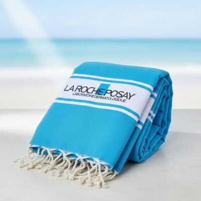 fouta bleu personnalisée
