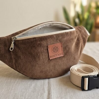 sacoche velours femme bandoulière marron